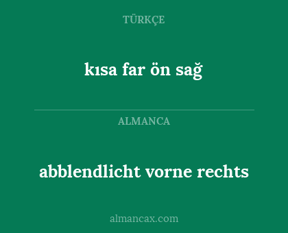 kısa far ön sağ - abblendlicht vorne rechts