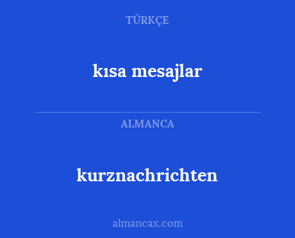 kısa mesajlar - kurznachrichten