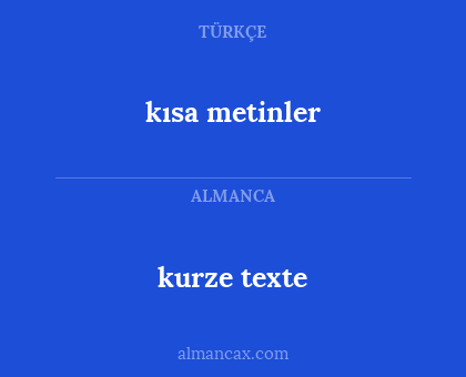 kısa metinler - kurze texte