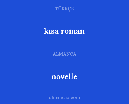 kısa roman - novelle