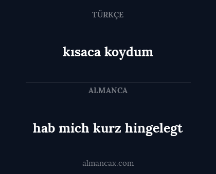 kısaca koydum - hab mich kurz hingelegt