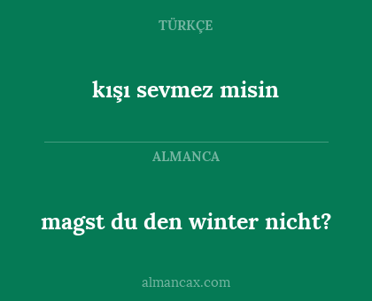 kışı sevmez misin - magst du den winter nicht?