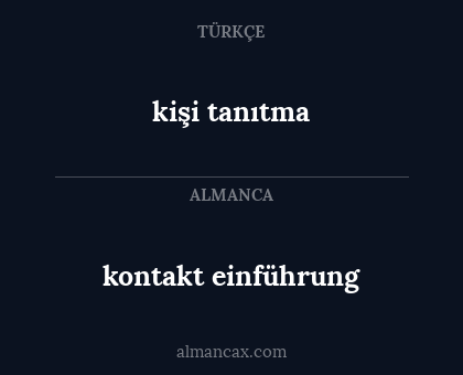 kişi tanıtma - kontakt einführung