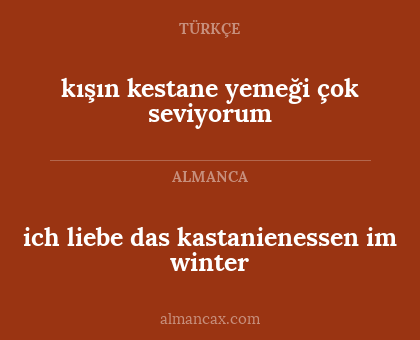 ich liebe das kastanienessen im winter - kışın kestane yemeği çok seviyorum