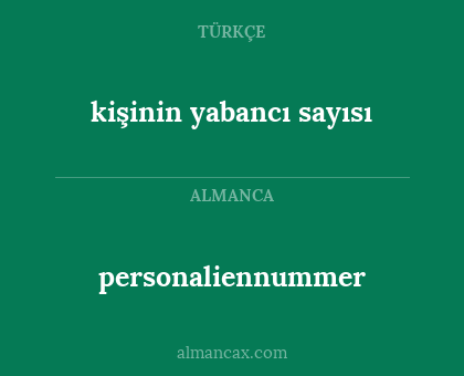 kişinin yabancı sayısı - personaliennummer