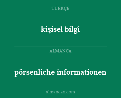 kişisel bilgi - pörsenliche informationen