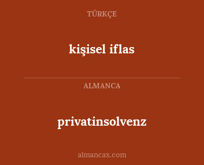 kişisel iflas - privatinsolvenz