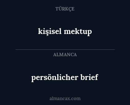 kişisel mektup - persönlicher brief
