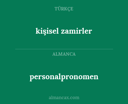 personalpronomen - kişisel zamirler