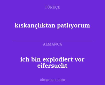 kıskançlıktan patlıyorum - ich bin explodiert vor eifersucht