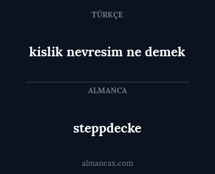 steppdecke - kislik nevresim ne demek