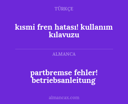 kısmi fren hatası! kullanım kılavuzu - partbremse
fehler!
betriebsanleitung