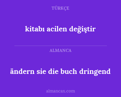 kitabı acilen değiştir - ändern sie die buch dringend