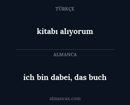 ich bin dabei, das buch - kitabı alıyorum