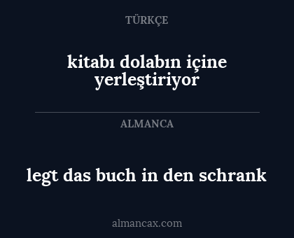 kitabı dolabın içine yerleştiriyor - legt das buch in den schrank