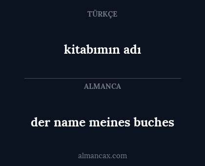 kitabımın adı - der name meines buches
