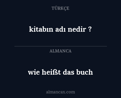kitabın adı nedir ? - wie heißt das buch