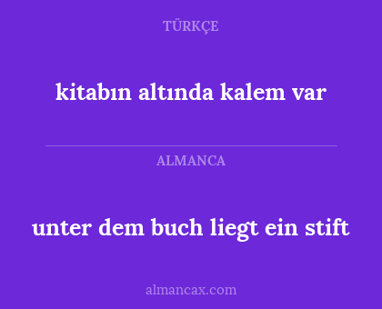 kitabın altında kalem var - unter dem buch liegt ein stift