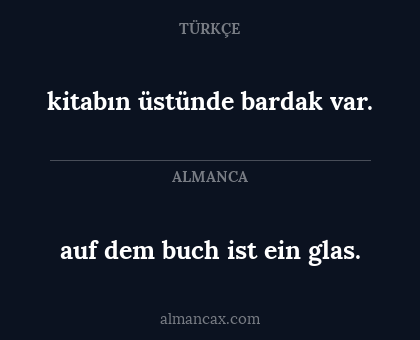 auf dem buch ist ein glas. - kitabın üstünde bardak var.