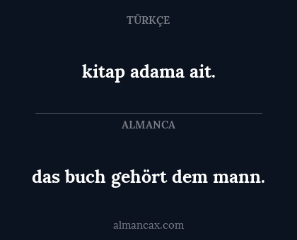 kitap adama ait. - das buch gehört dem mann.