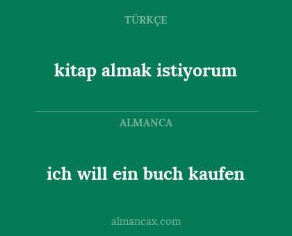 ich will ein buch kaufen - kitap almak istiyorum