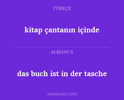kitap çantanın içinde - das buch ist in der tasche