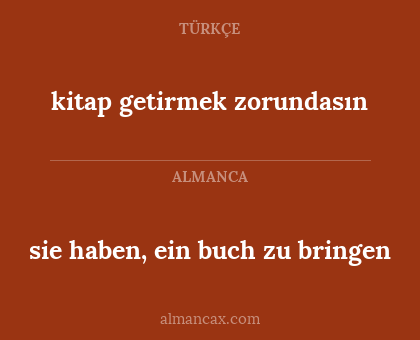 sie haben, ein buch zu bringen - kitap getirmek zorundasın