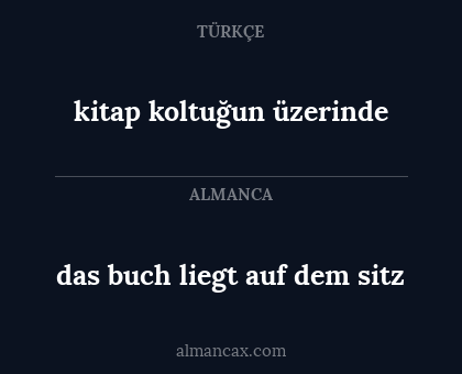 das buch liegt auf dem sitz - kitap koltuğun üzerinde