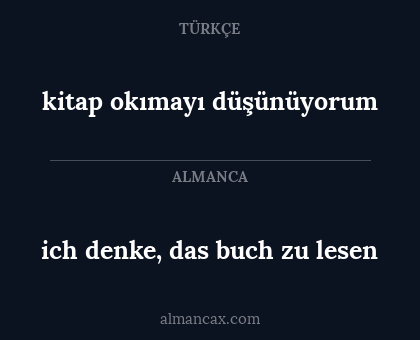 kitap okımayı düşünüyorum - ich denke, das buch zu lesen