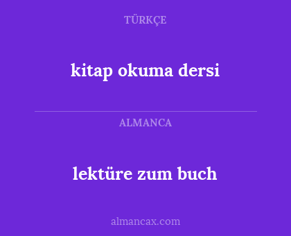 lektüre zum buch - kitap okuma dersi