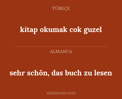 sehr schön, das buch zu lesen - kitap okumak cok guzel