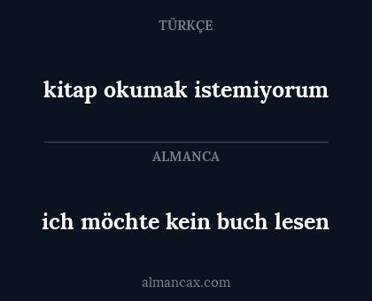 ich möchte kein buch lesen - kitap okumak istemiyorum