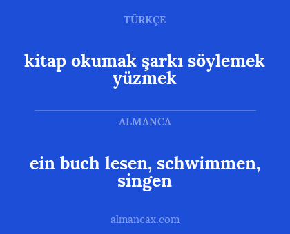 ein buch lesen, schwimmen, singen - kitap okumak şarkı söylemek yüzmek