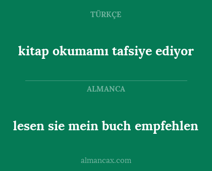 lesen sie mein buch empfehlen - kitap okumamı tafsiye ediyor