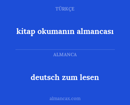 deutsch zum lesen - kitap okumanın almancası