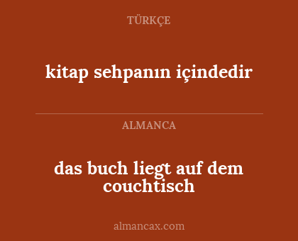 kitap sehpanın içindedir - das buch liegt auf dem couchtisch