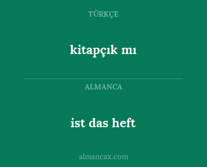 ist das heft - kitapçık mı