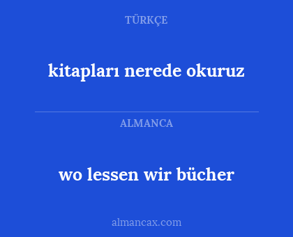 wo lessen wir bücher - kitapları nerede okuruz