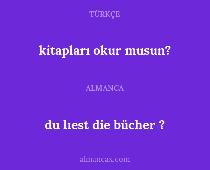 du lıest die bücher ? - kitapları okur musun?