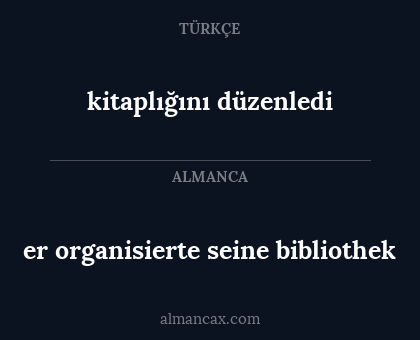 kitaplığını düzenledi - er organisierte seine bibliothek