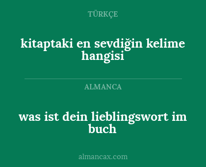 was ist dein lieblingswort im buch - kitaptaki en sevdiğin kelime hangisi