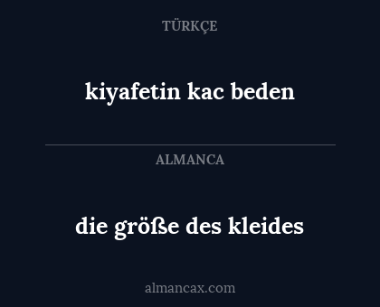 die größe des kleides - kiyafetin kac beden