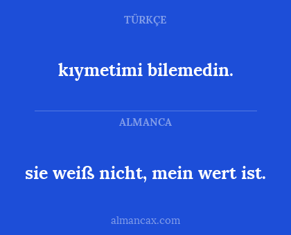 kıymetimi bilemedin. - sie weiß nicht, mein wert ist.