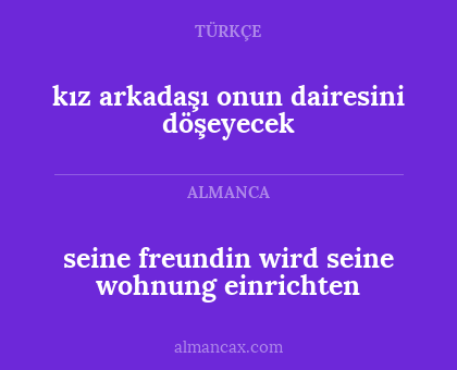 seine freundin wird seine wohnung einrichten - kız arkadaşı onun dairesini döşeyecek