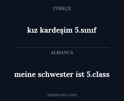 meine schwester ist 5.class - kız kardeşim 5.sınıf