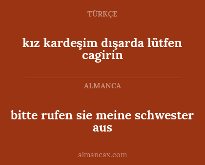 kız kardeşim dışarda lütfen cagirin - bitte rufen sie meine schwester aus