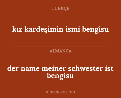 kız kardeşimin ismi bengisu - der name meiner schwester ist bengisu