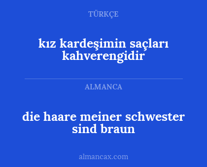 kız kardeşimin saçları kahverengidir - die haare meiner schwester sind braun