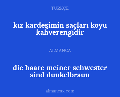 kız kardeşimin saçları koyu kahverengidir - die haare meiner schwester sind dunkelbraun