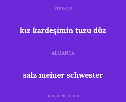 salz meiner schwester - kız kardeşimin tuzu düz